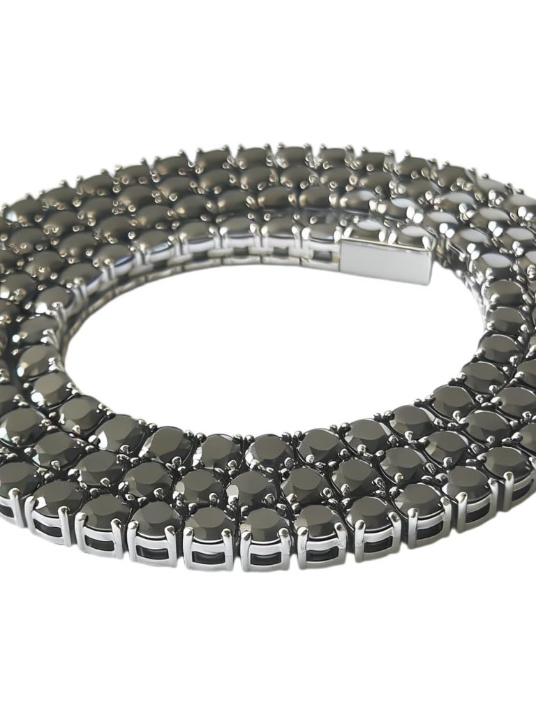 3/4/5mm Black Moissanite Tennis Chain Necklace Silver 316l Stainless Steel Diamo